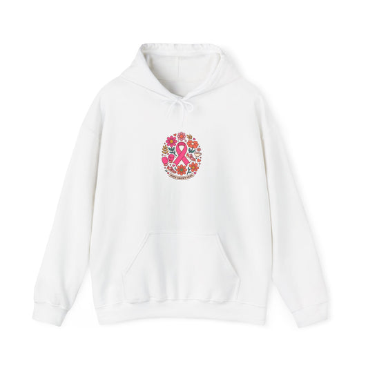 Pink Ribbon Floral Crest Hoodie | Breast Cancer Awareness, Support