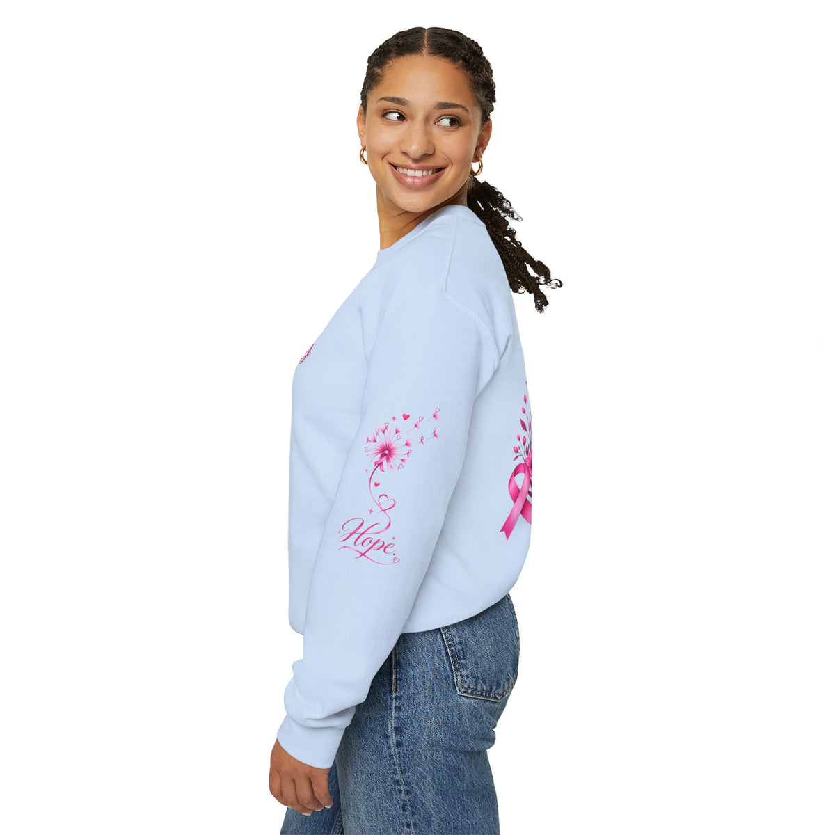 Hope Doesn't Have to Be Loud Sweatshirt | Breast Cancer Awareness Pink Ribbon Crewneck | Inspirational Gift for Survivors, Fighters & Supporters