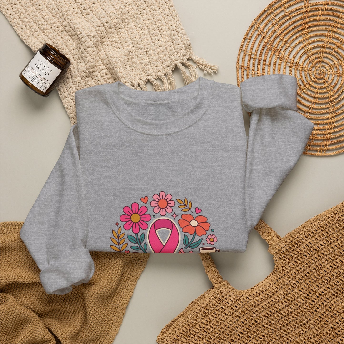 Pink Ribbon Floral Support Sweatshirt | Breast Cancer Awareness