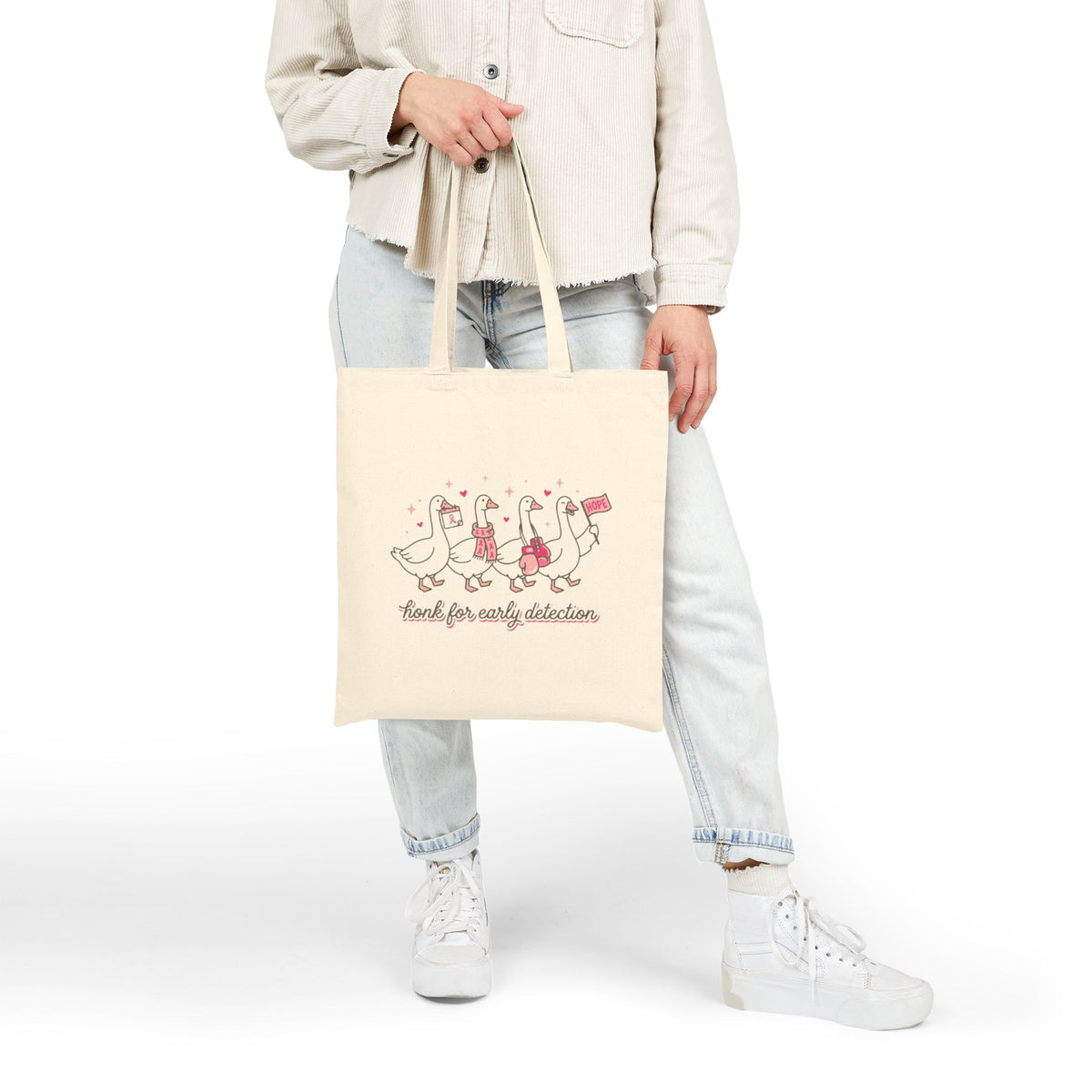 Marching Geese Pink Ribbon Tote | Breast Cancer Awareness