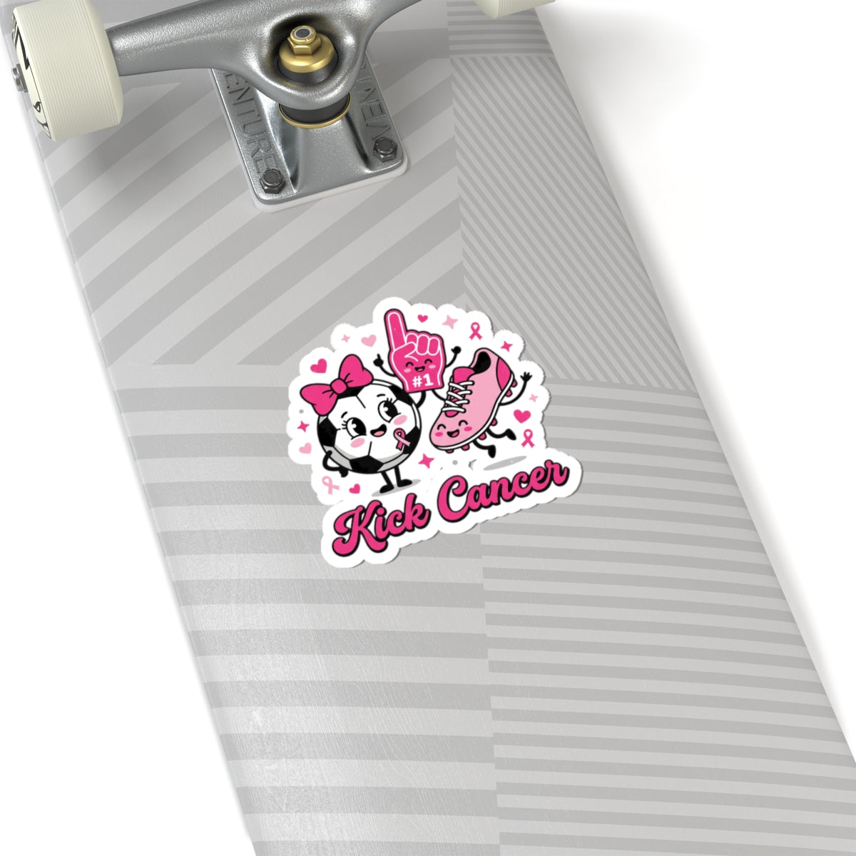Kick Cancer Ribbon Sticker | Breast Cancer Awareness, Pink Support