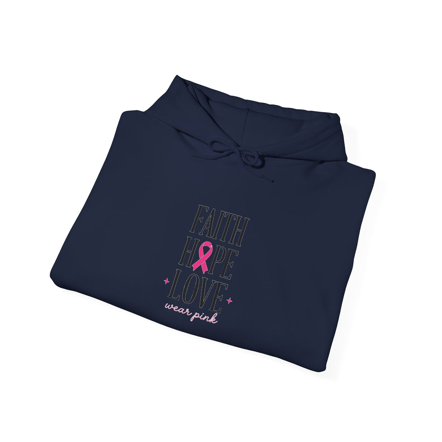 Faith Hope Love Ribbon Hoodie | Breast Cancer Awareness, Pink Ribbon