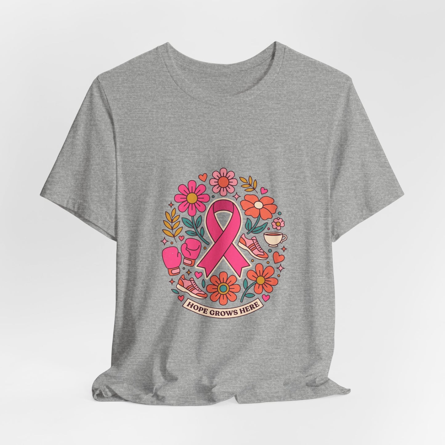 Hope Grows Here Ribbon Tee | Breast Cancer Awareness, Pink Floral