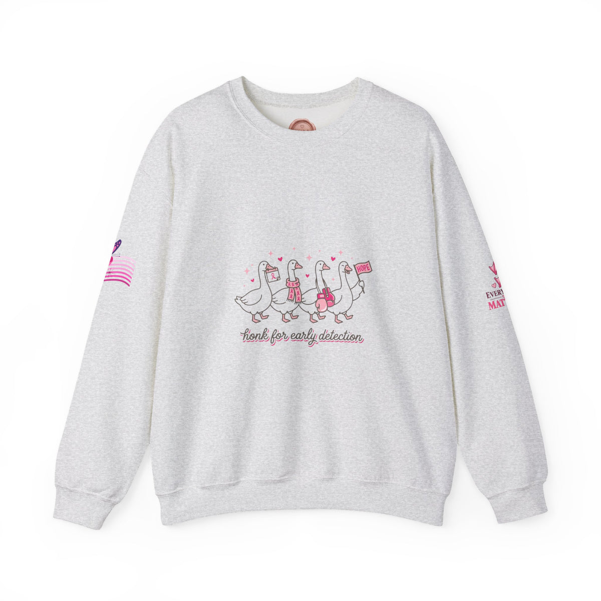 Breast Cancer Awareness Geese Crewneck Sweatshirt | Pink Ribbon