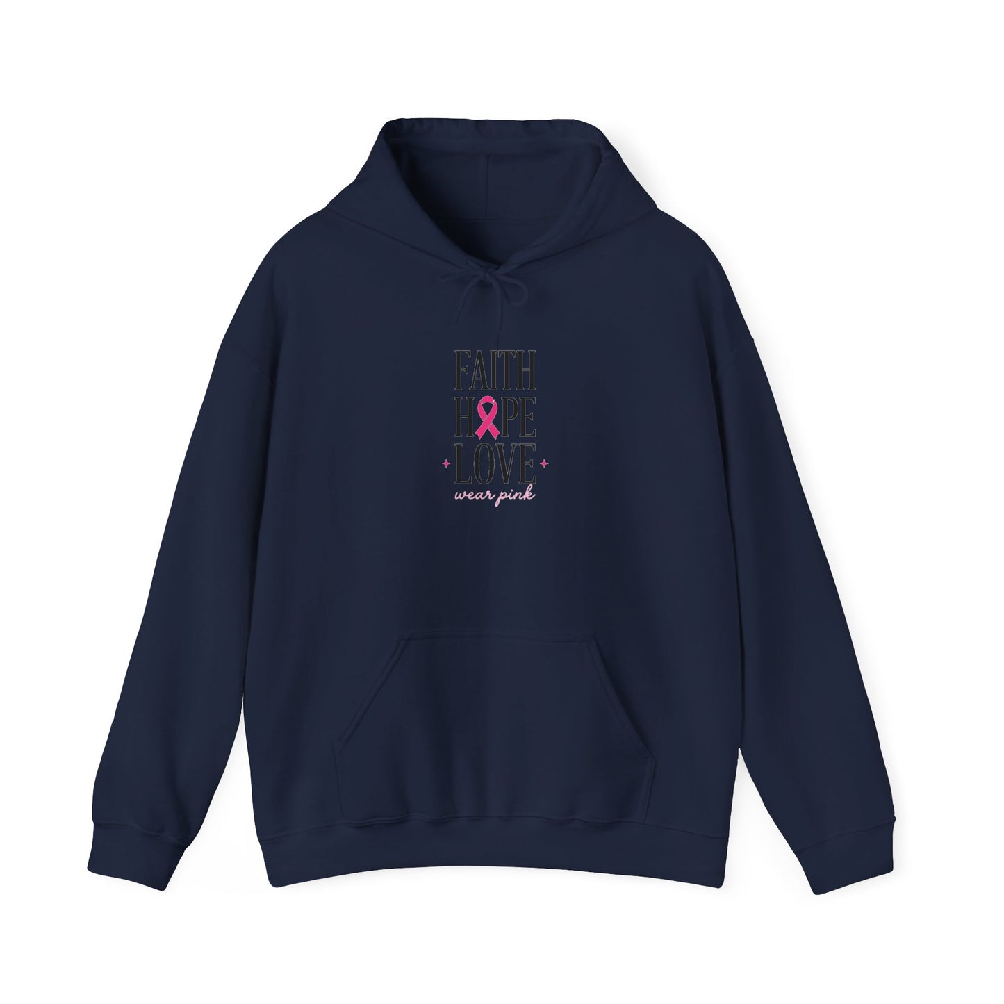 Faith Hope Love Ribbon Hoodie | Breast Cancer Awareness, Pink Ribbon