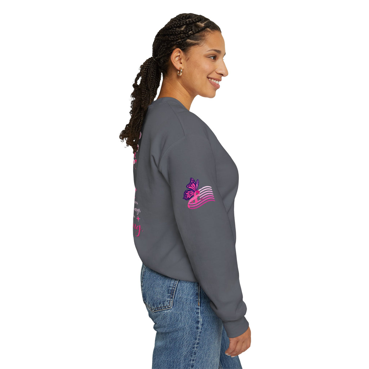Hope Doesn't Have to Be Loud Sweatshirt | Breast Cancer Awareness Pink Ribbon Crewneck | Inspirational Gift for Survivors, Fighters & Supporters