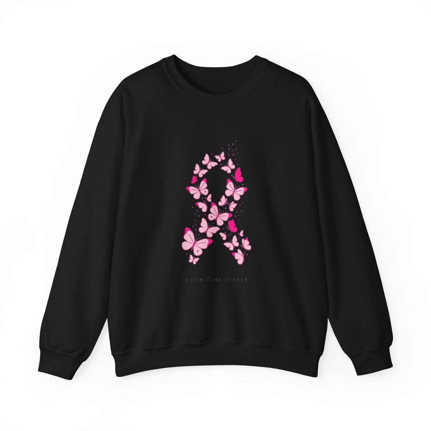 Pink Ribbon Butterfly Crewneck Sweatshirt | Breast Cancer Awareness