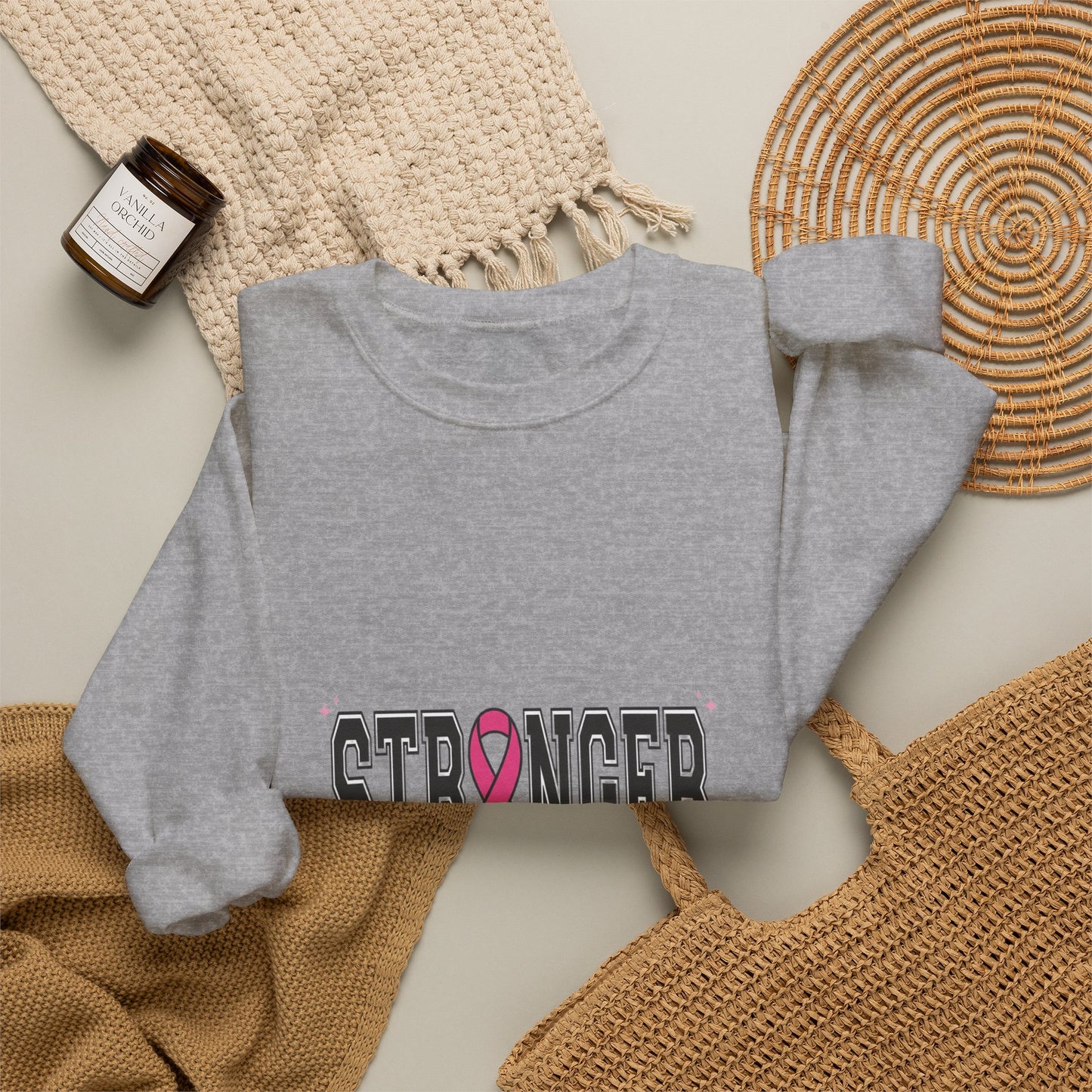 Stronger Together pink ribbon Crewneck Sweatshirt | Breast Cancer Awareness