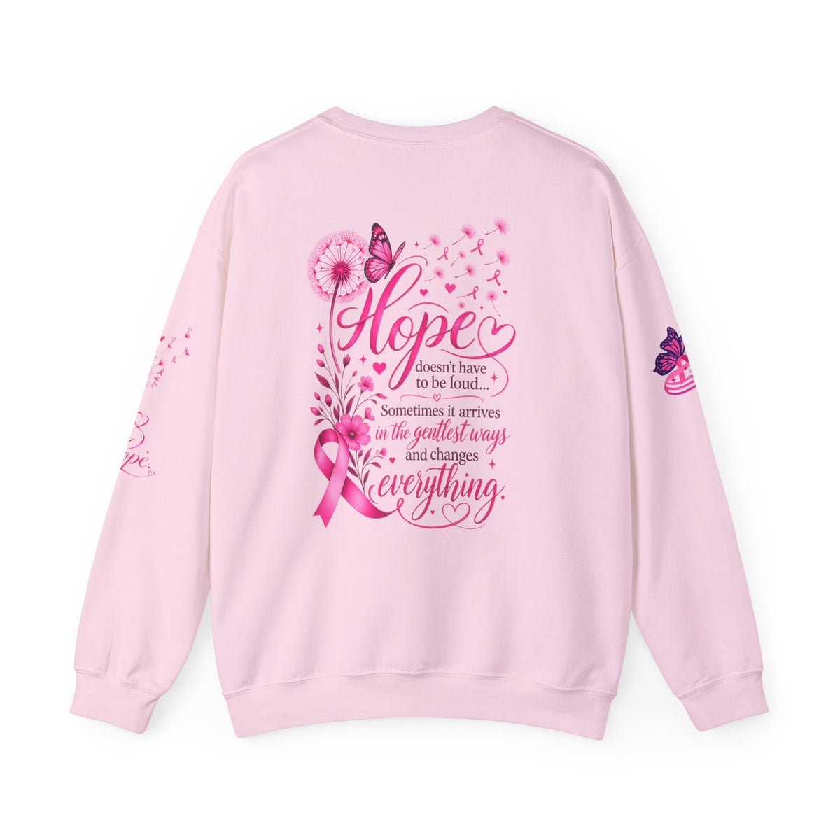 Hope Doesn't Have to Be Loud Sweatshirt | Breast Cancer Awareness Pink Ribbon Crewneck | Inspirational Gift for Survivors, Fighters & Supporters