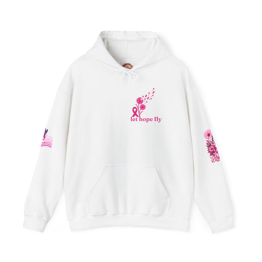 Pink Ribbon "Let Hope Fly" Hoodie | Breast Cancer Awareness Inspirational Gift | Hope & Encouragement Pullover