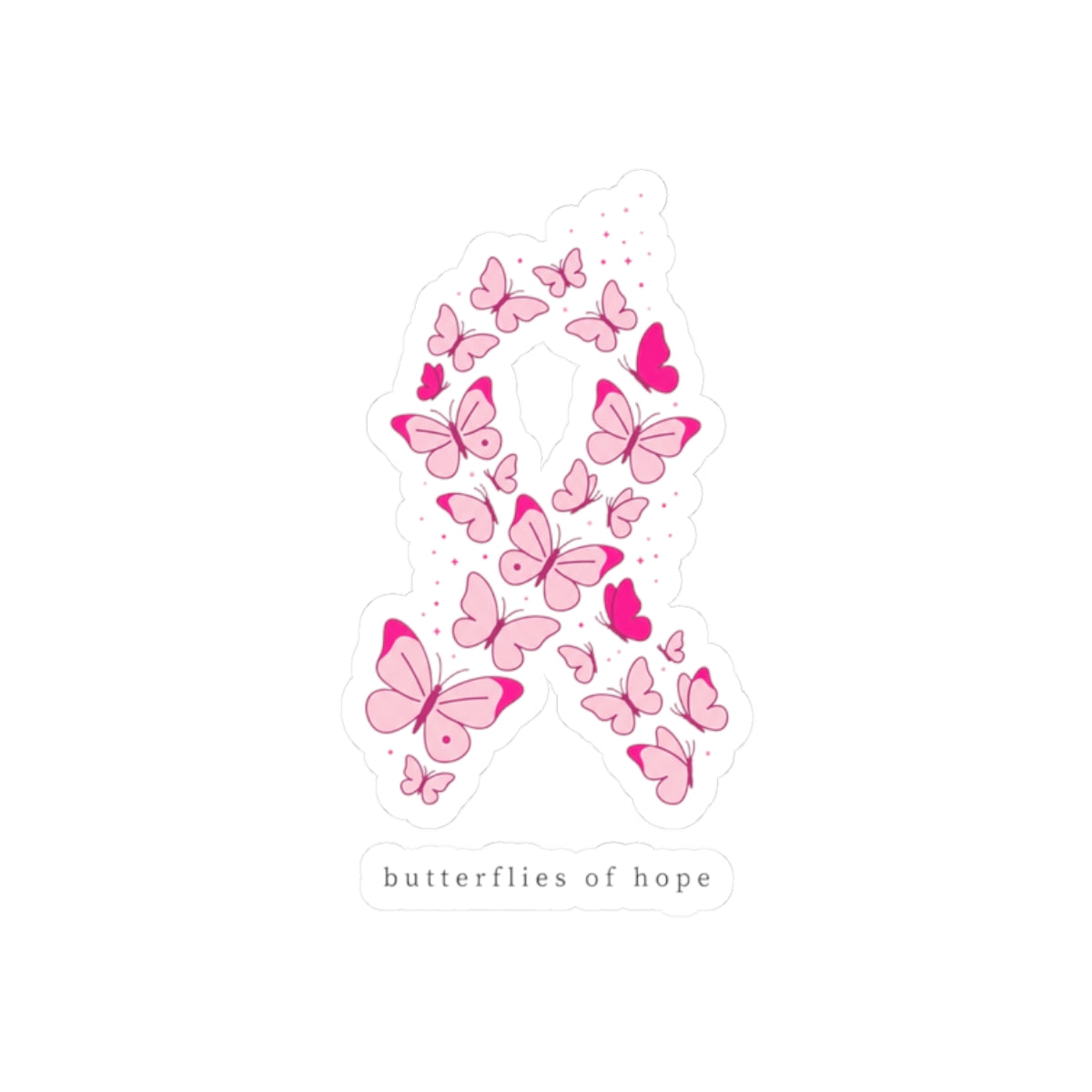 Butterflies of Hope Ribbon Sticker | Breast Cancer Awareness, Pink Ribbon