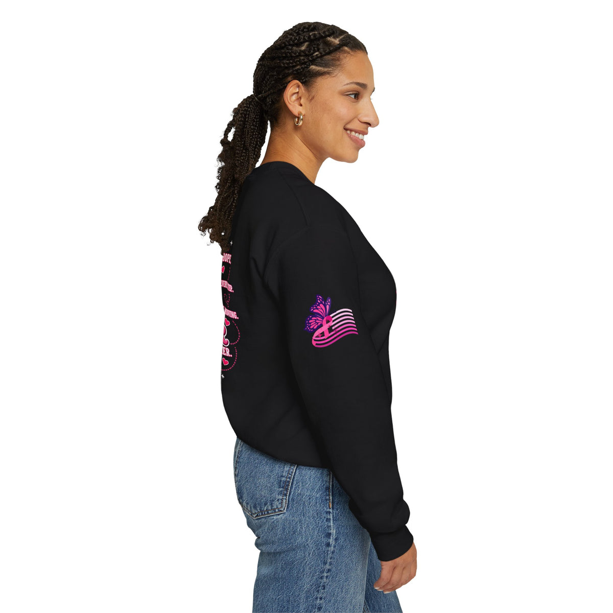 Kick Cancer Crewneck Sweatshirt | Breast Cancer Awareness, Pink Ribbon