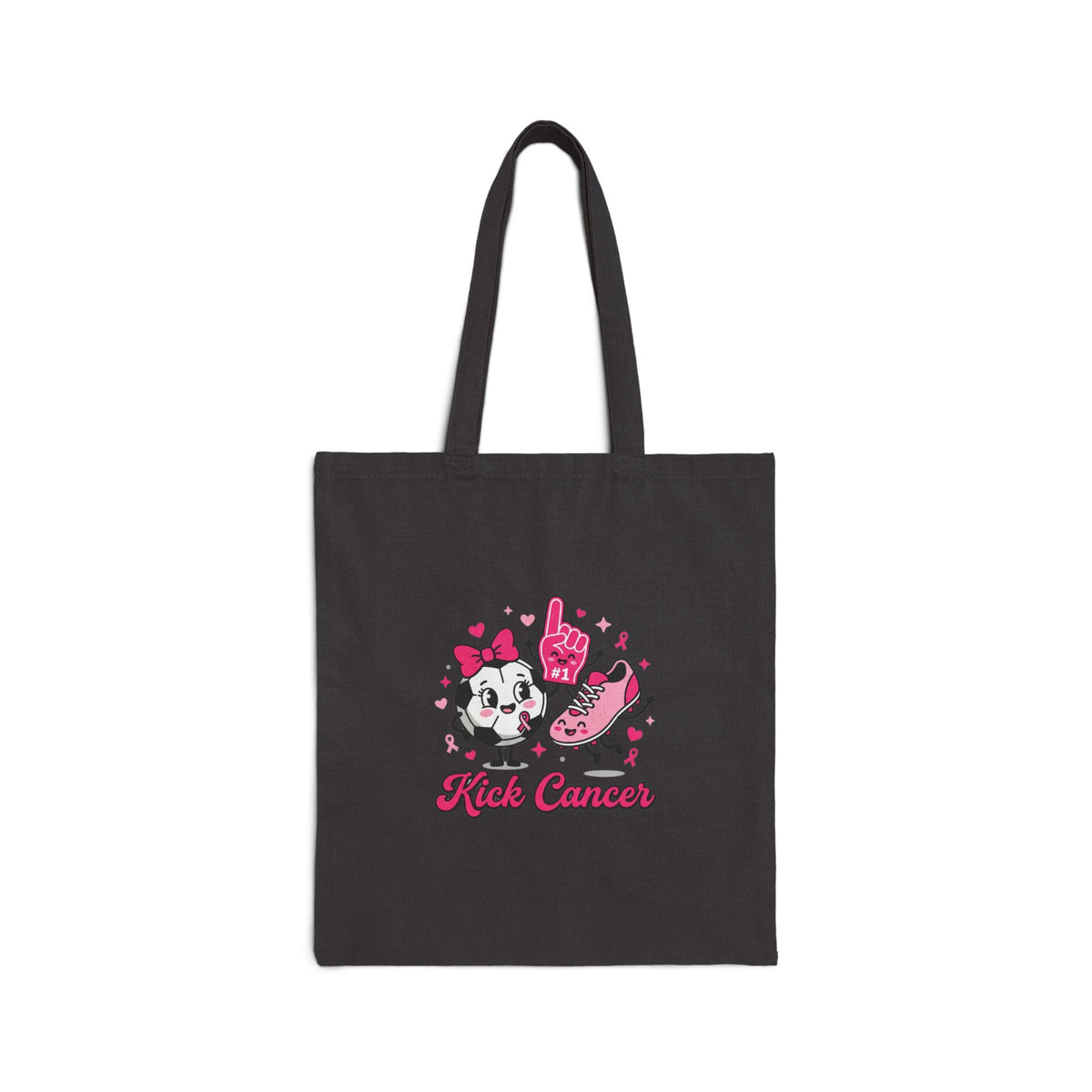 Kick Cancer Breast Cancer Awareness Tote | Pink Ribbon Cotton Canvas