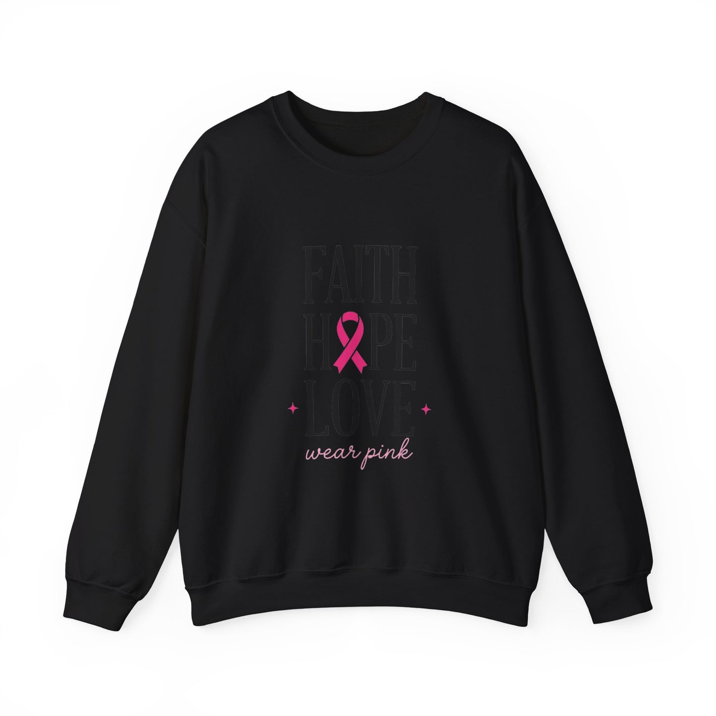 Faith Hope Love Ribbon Sweatshirt | Breast Cancer Awareness, Pink Ribbon