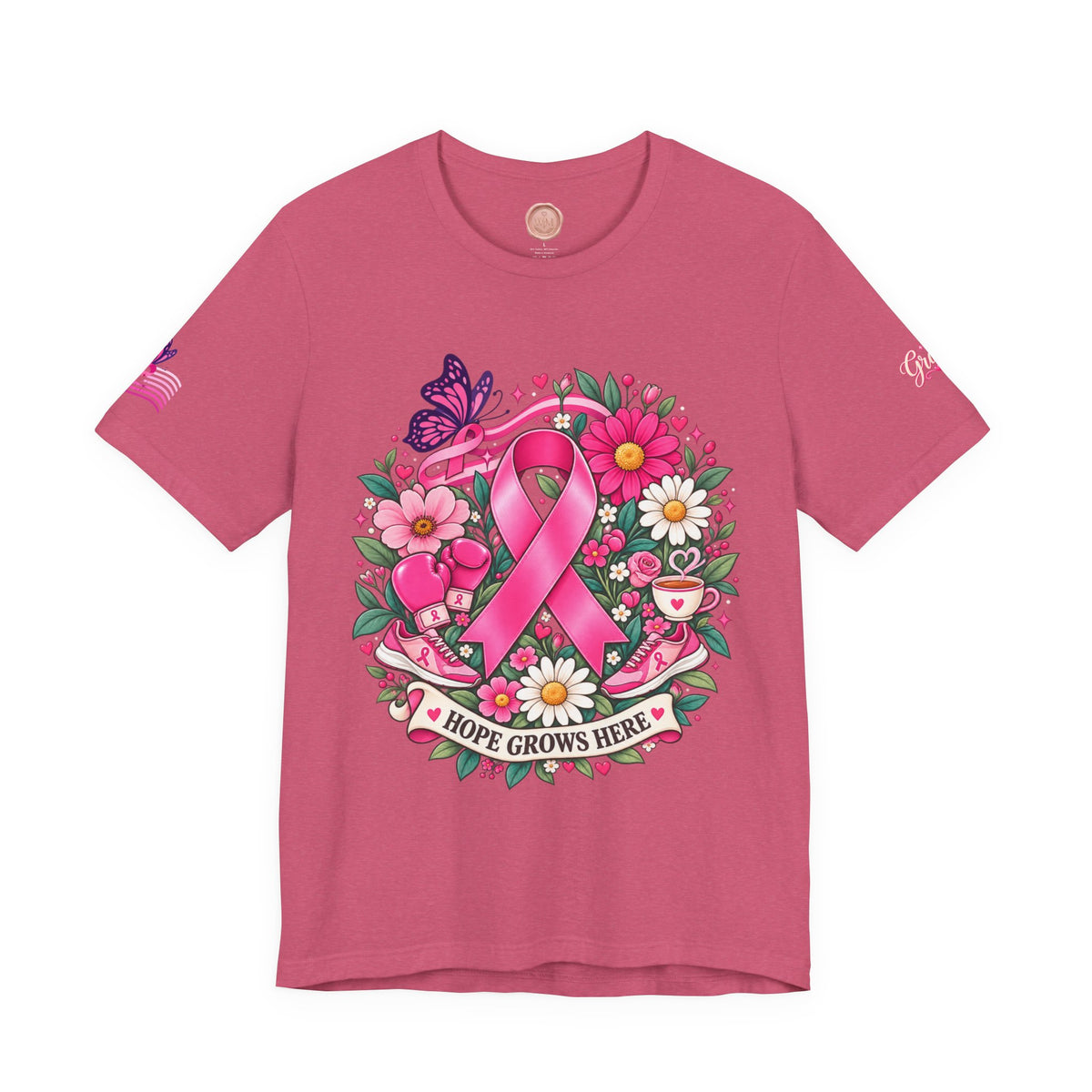 Hope Grows Here Ribbon Tee | Breast Cancer Awareness, Pink Floral