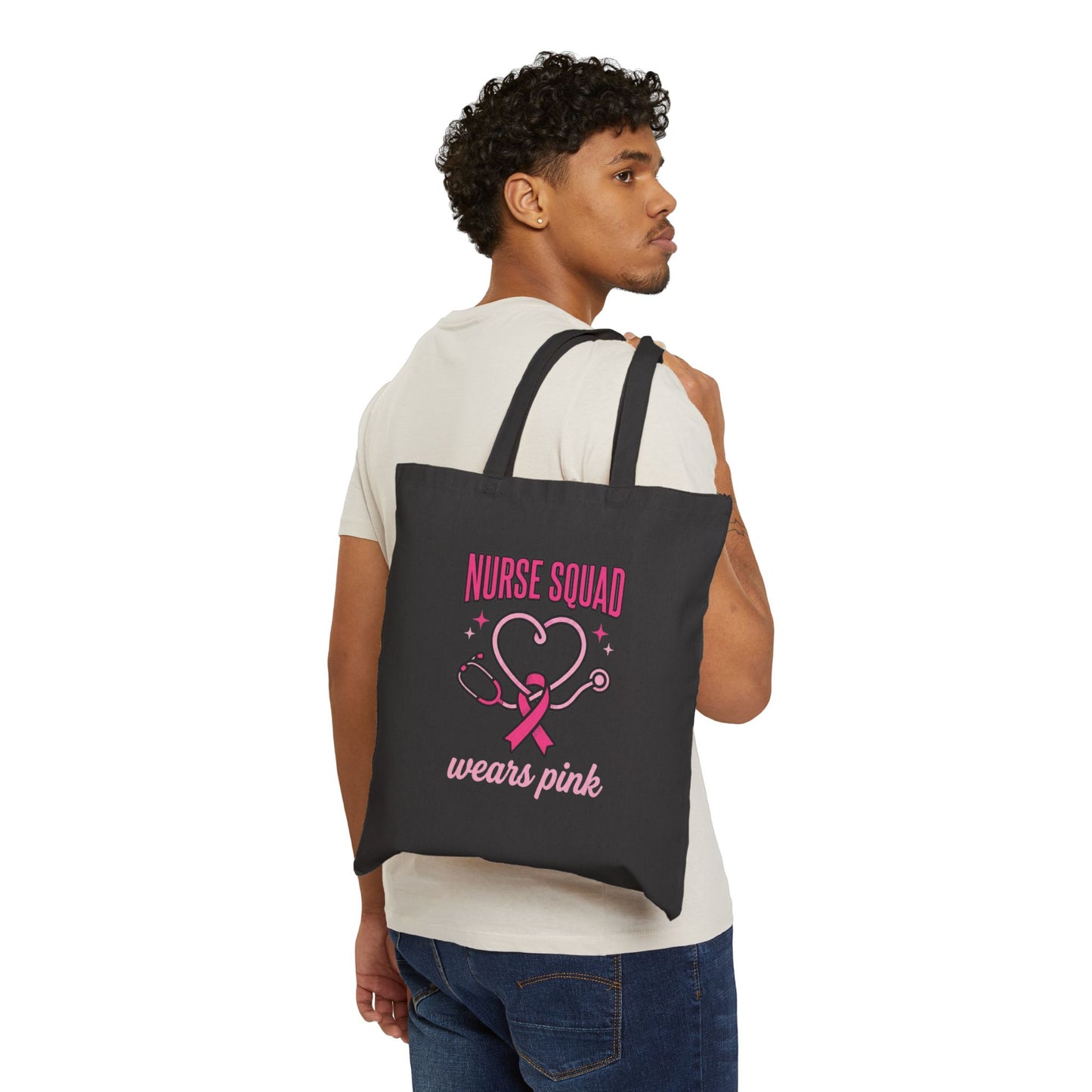 Nurse Squad Ribbon Tote | Breast Cancer Awareness, Pink Stethoscope