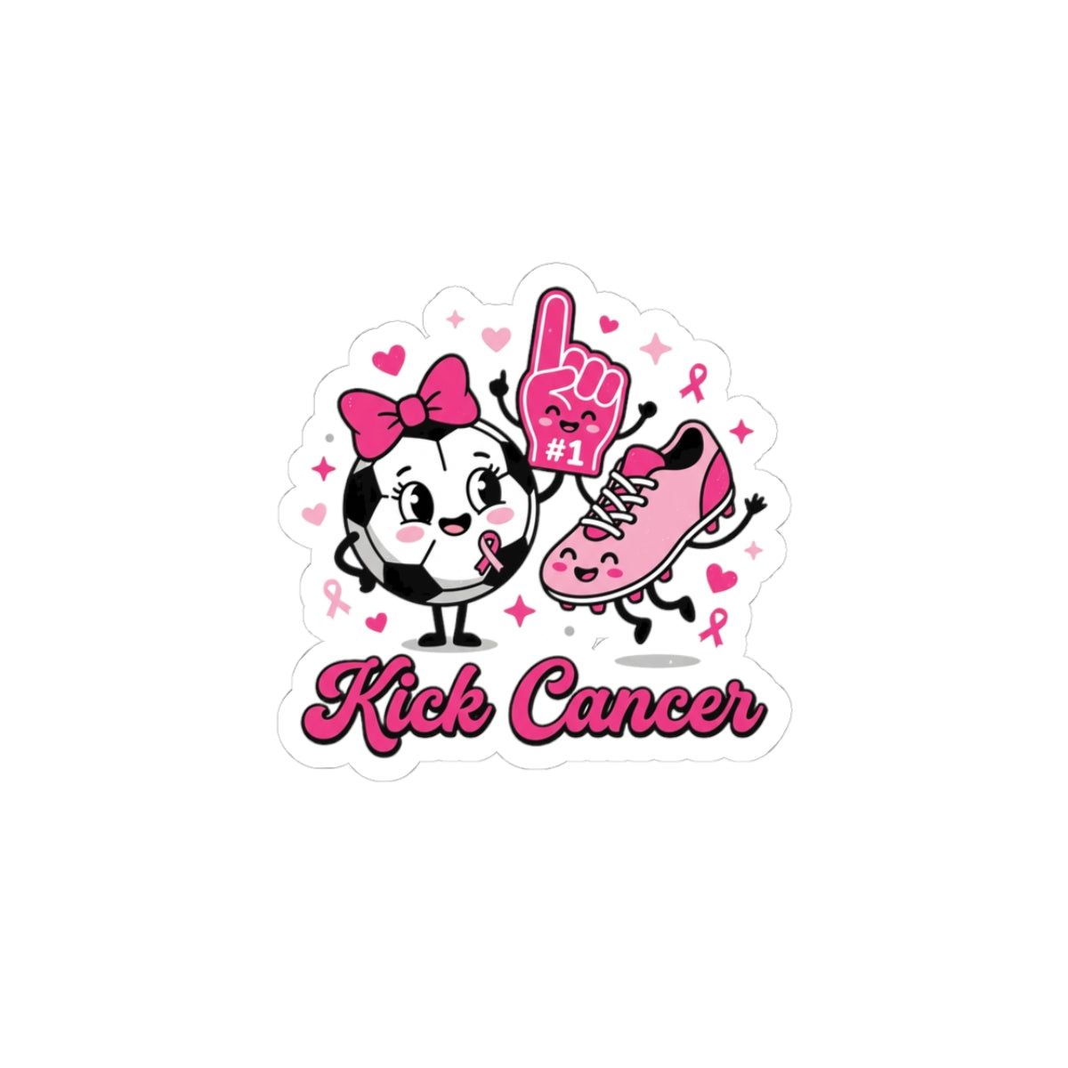Kick Cancer Ribbon Sticker | Breast Cancer Awareness, Pink Support