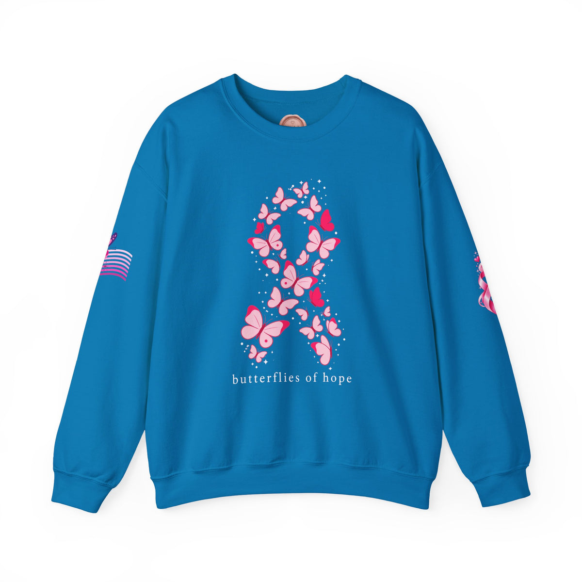 Pink Ribbon Butterfly Crewneck Sweatshirt | Breast Cancer Awareness