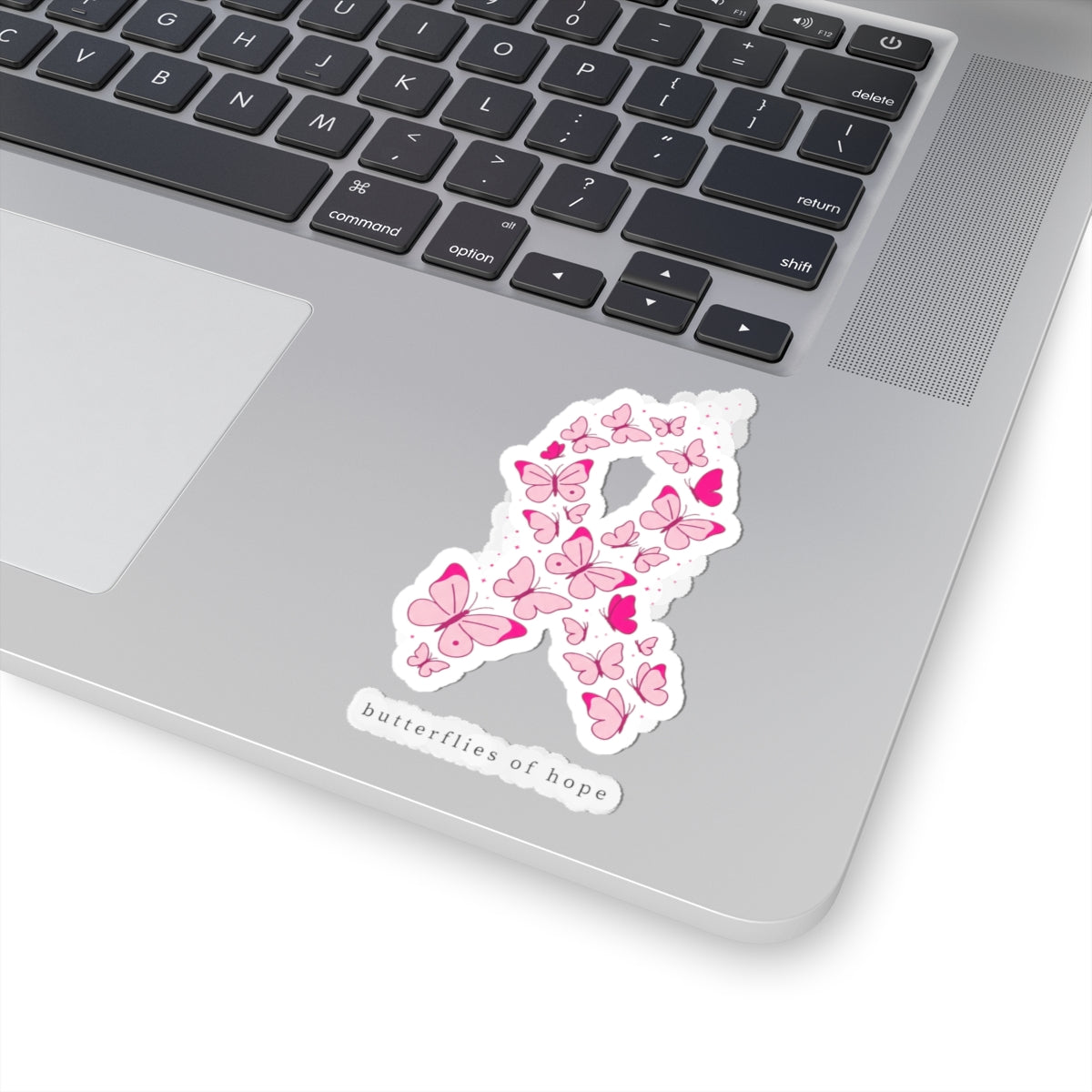Butterflies of Hope Ribbon Sticker | Breast Cancer Awareness, Pink Ribbon