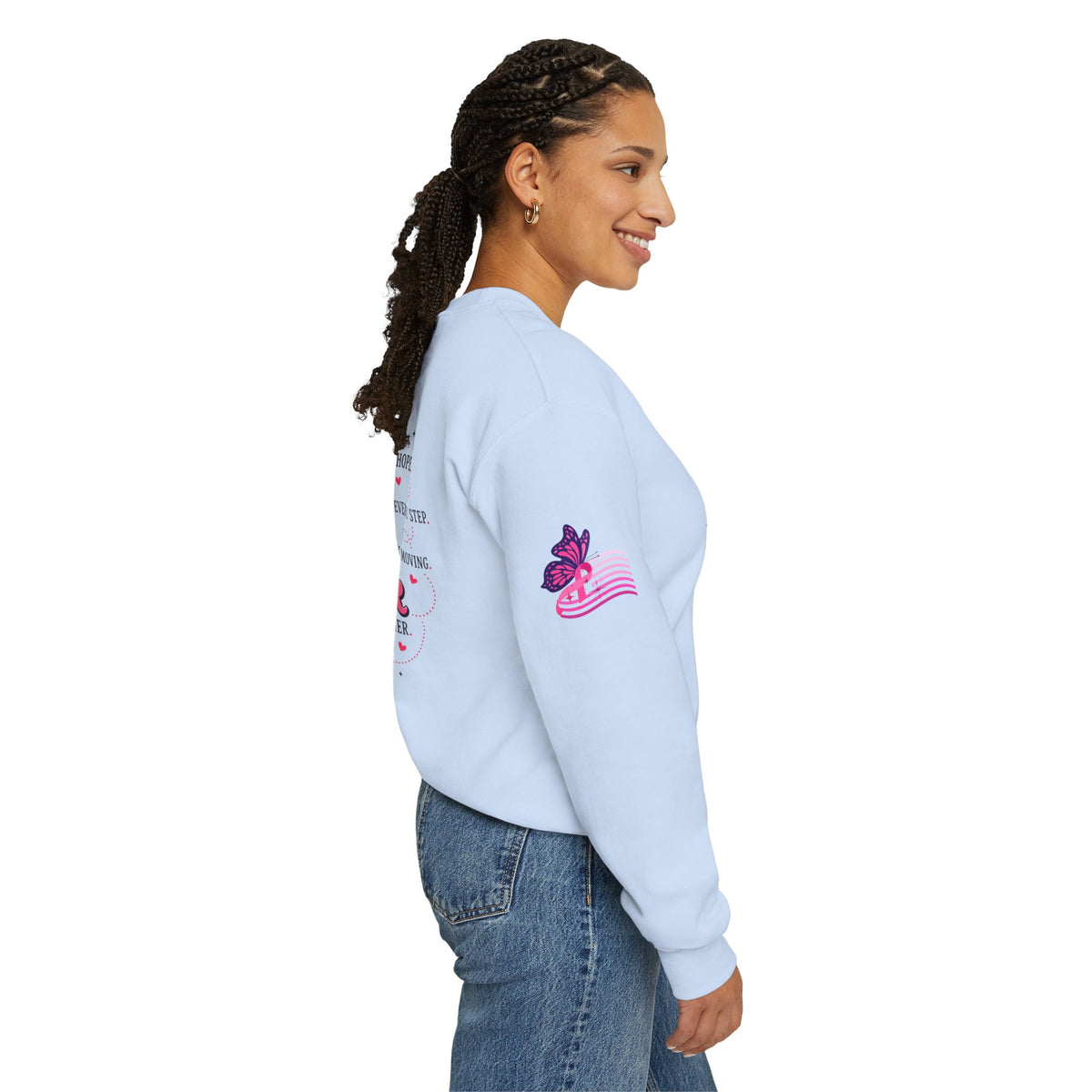 Kick Cancer Crewneck Sweatshirt | Breast Cancer Awareness, Pink Ribbon