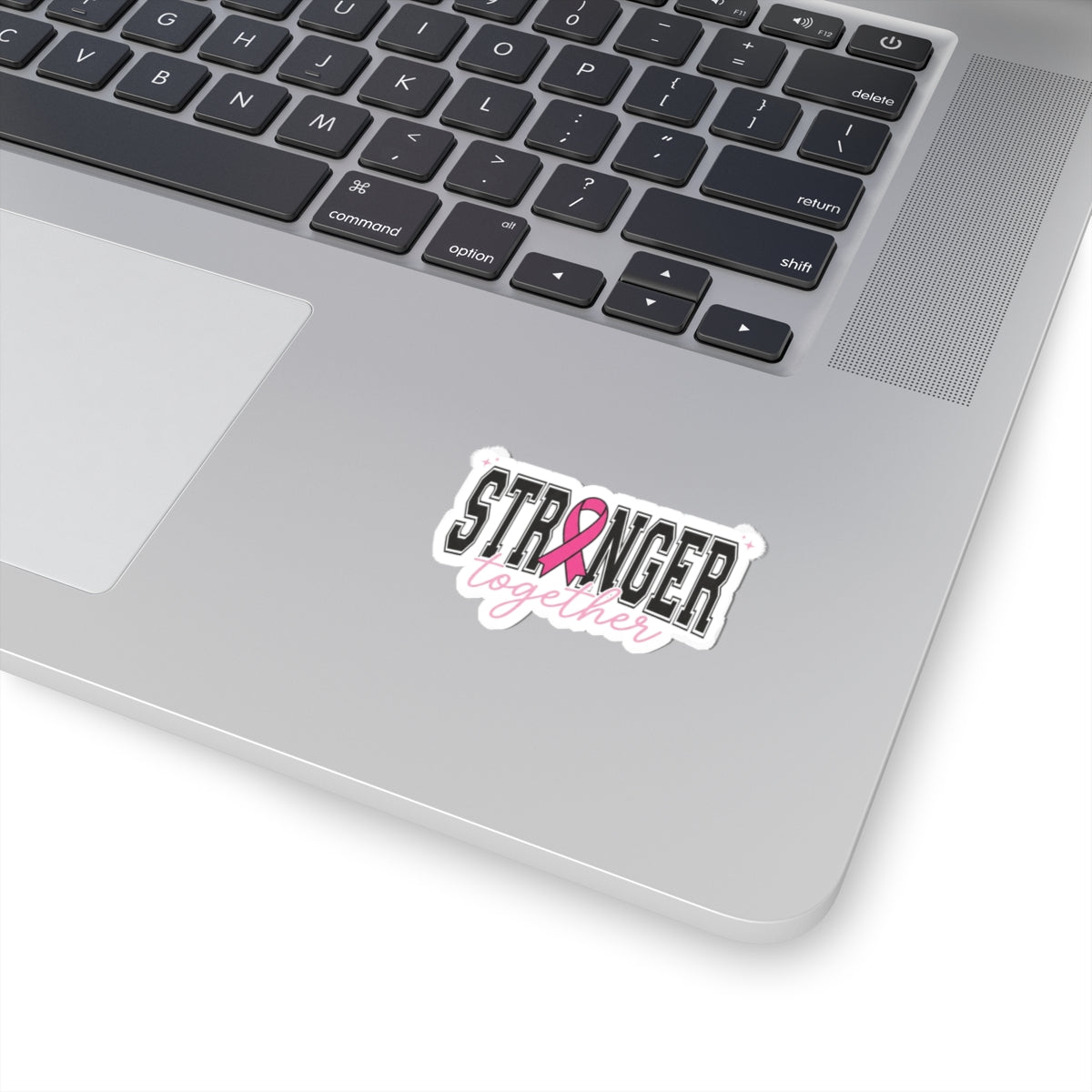 Stronger Together Ribbon Sticker | Breast Cancer Awareness, Pink Kiss-Cut