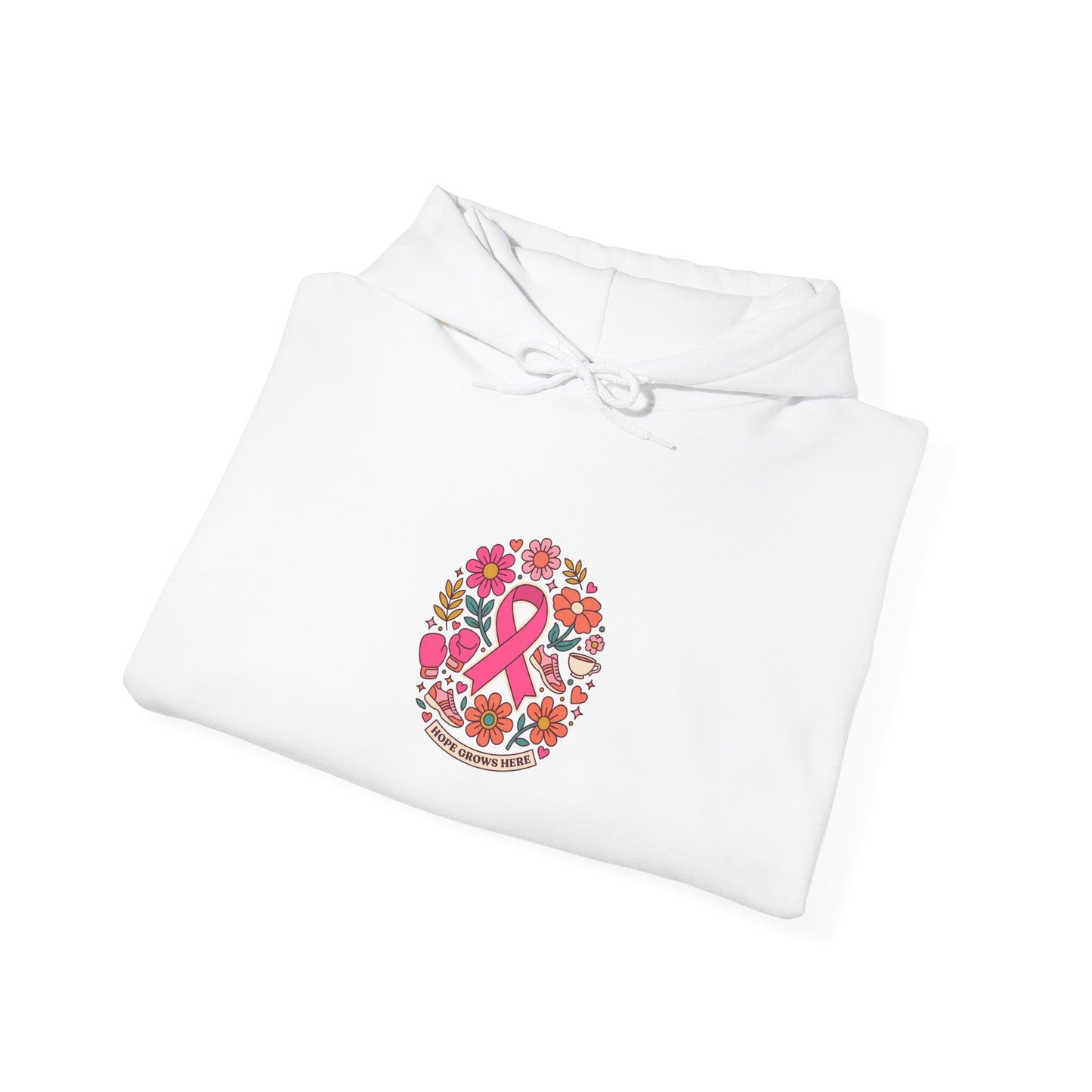 Pink Ribbon Floral Crest Hoodie | Breast Cancer Awareness, Support