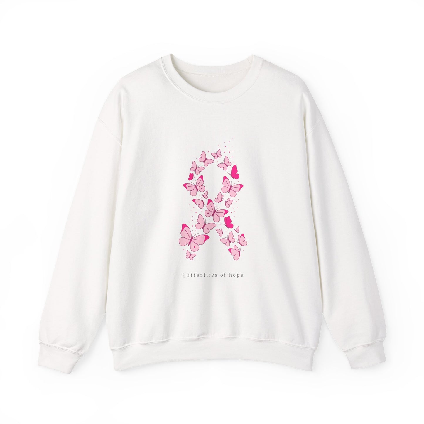 Pink Ribbon Butterfly Crewneck Sweatshirt | Breast Cancer Awareness