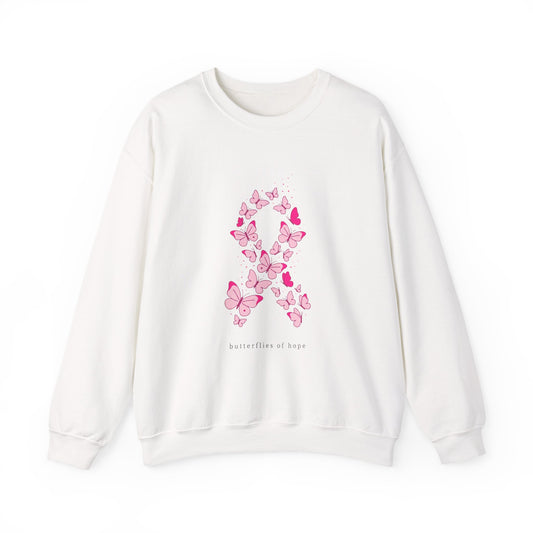 Pink Ribbon Butterfly Crewneck Sweatshirt | Breast Cancer Awareness