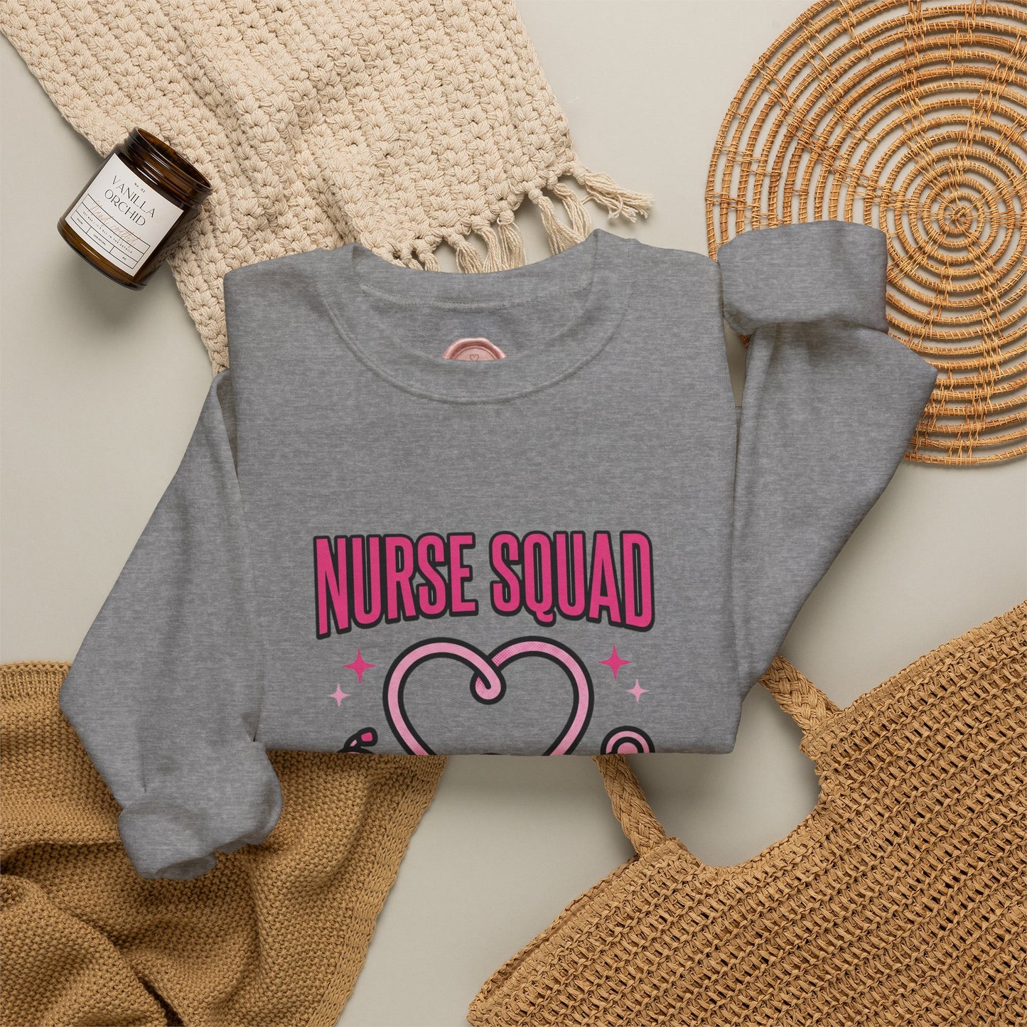 Crewneck Sweatshirt | Nurse Squad Wears Pink | Breast Cancer Awareness Nurse Pullover