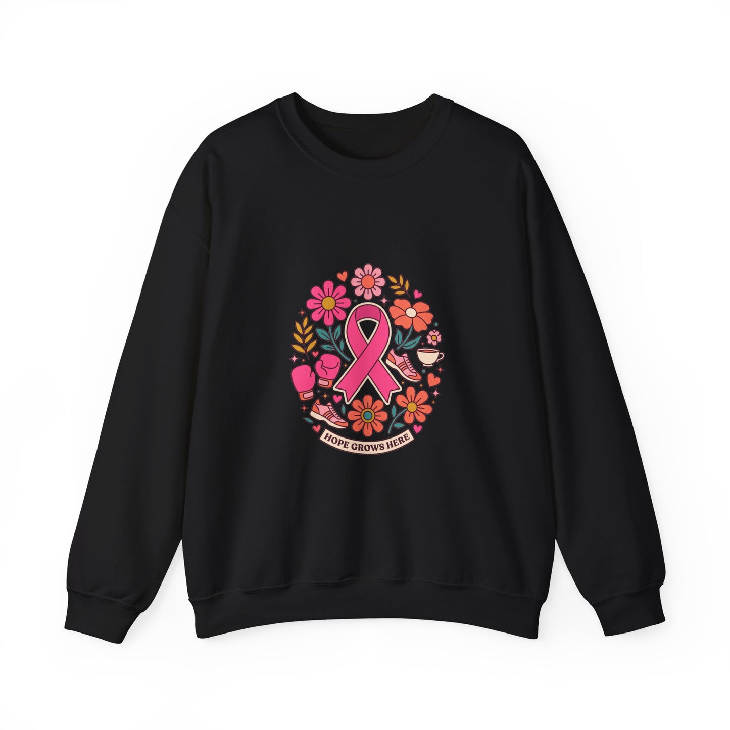 Pink Ribbon Floral Support Sweatshirt | Breast Cancer Awareness