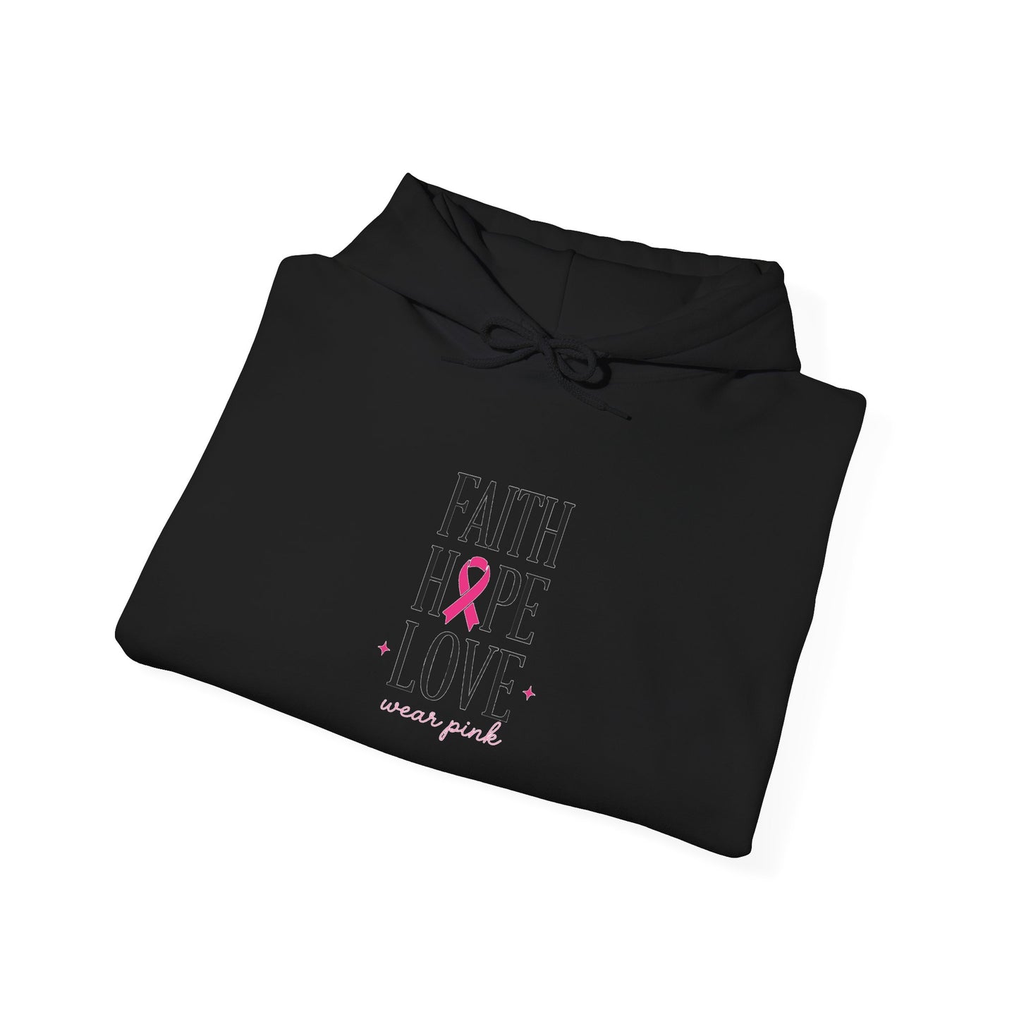 Faith Hope Love Ribbon Hoodie | Breast Cancer Awareness, Pink Ribbon