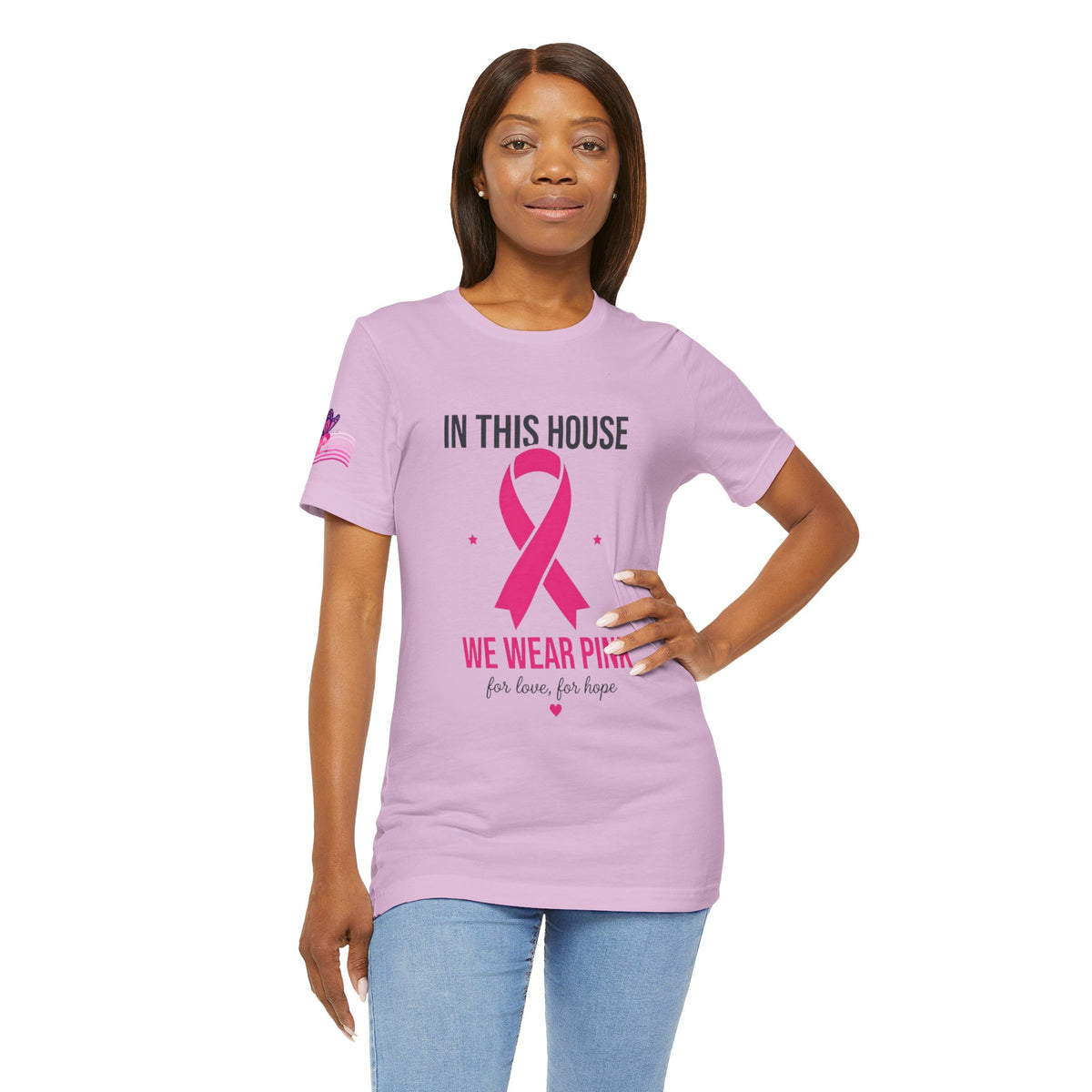 In This House We Wear Pink T-Shirt | Breast Cancer Awareness, Faith & Hope