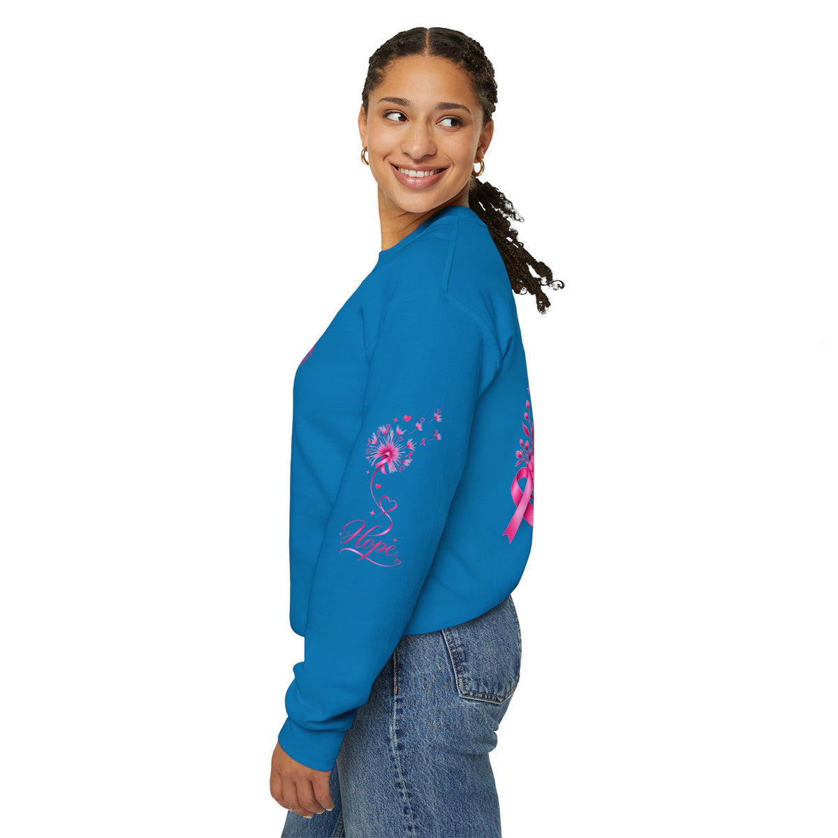 Hope Doesn't Have to Be Loud Sweatshirt | Breast Cancer Awareness Pink Ribbon Crewneck | Inspirational Gift for Survivors, Fighters & Supporters