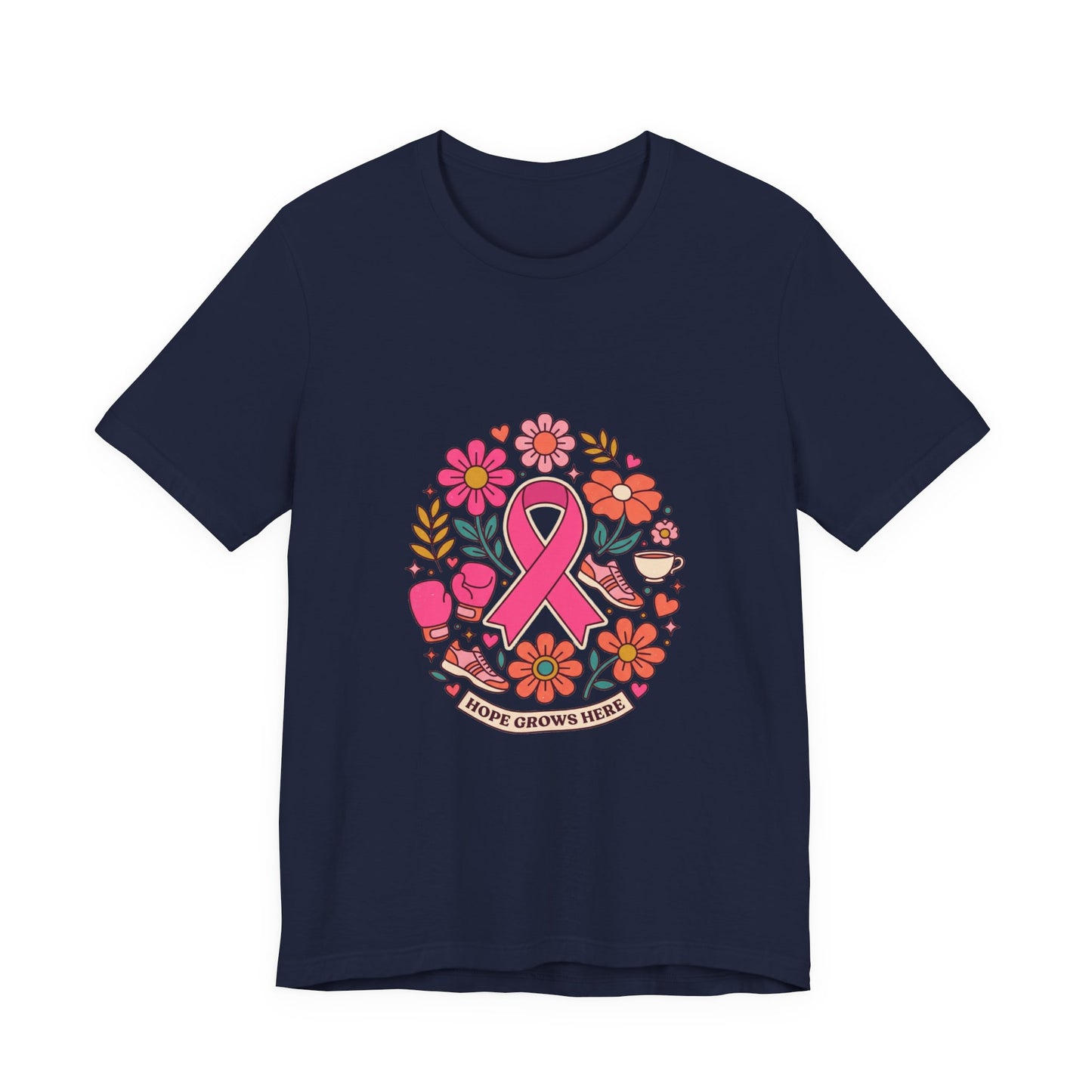 Hope Grows Here Ribbon Tee | Breast Cancer Awareness, Pink Floral