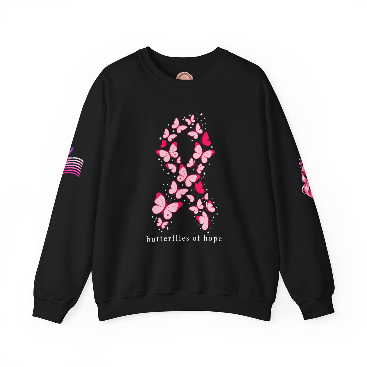 Pink Ribbon Butterfly Crewneck Sweatshirt | Breast Cancer Awareness
