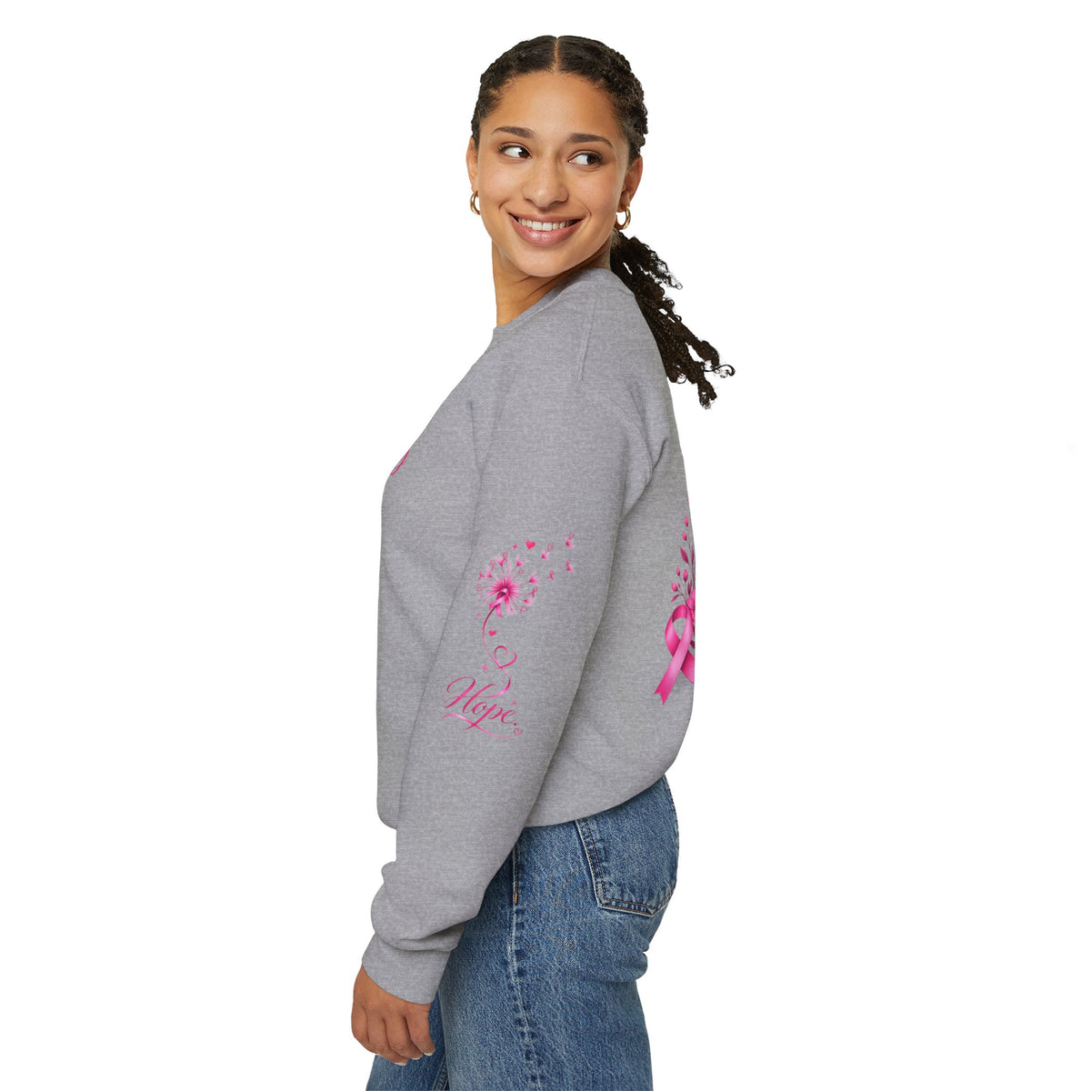 Hope Doesn't Have to Be Loud Sweatshirt | Breast Cancer Awareness Pink Ribbon Crewneck | Inspirational Gift for Survivors, Fighters & Supporters