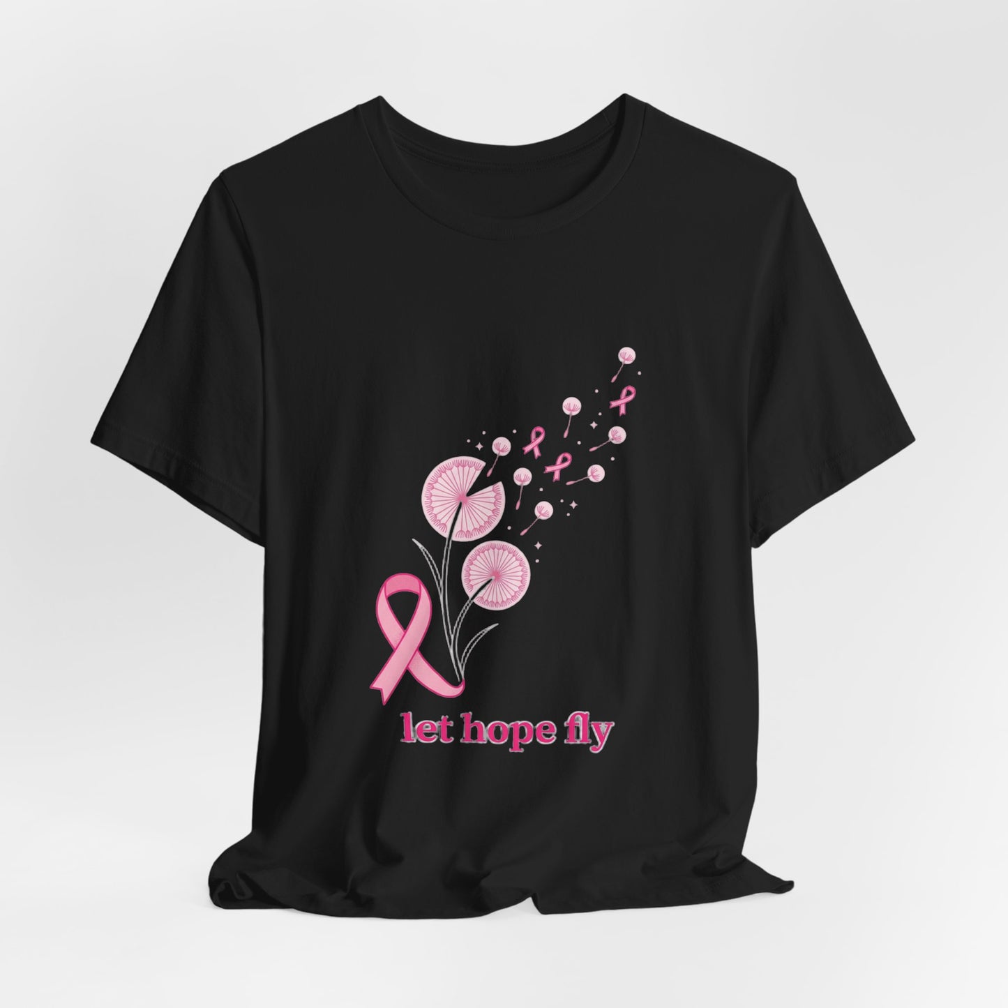 Let Hope Fly Breast Cancer Ribbon T-Shirt | Pink Awareness Tee