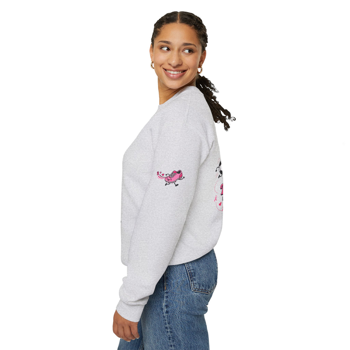 Kick Cancer Crewneck Sweatshirt | Breast Cancer Awareness, Pink Ribbon