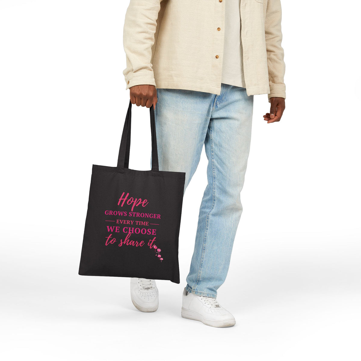 Let Hope Fly Pink Ribbon Tote Bag | Breast Cancer Awareness