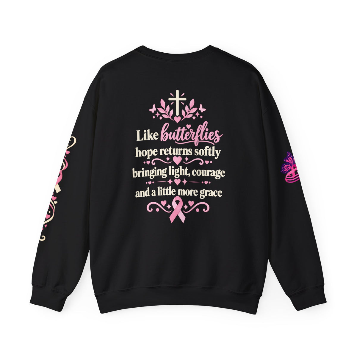 In This House We Wear Pink Crewneck Sweatshirt | Breast Cancer Awareness, Faith & Hope
