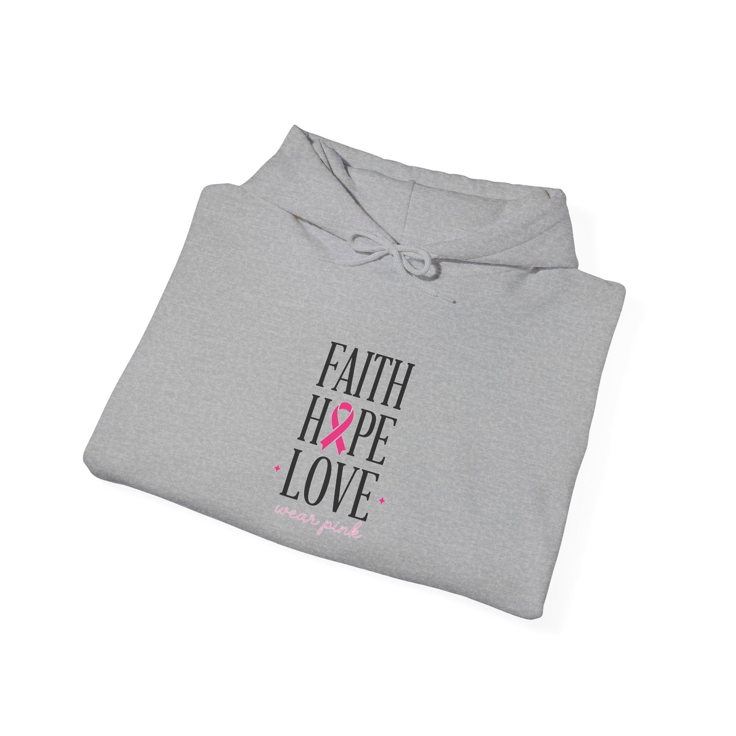 Faith Hope Love Ribbon Hoodie | Breast Cancer Awareness, Pink Ribbon