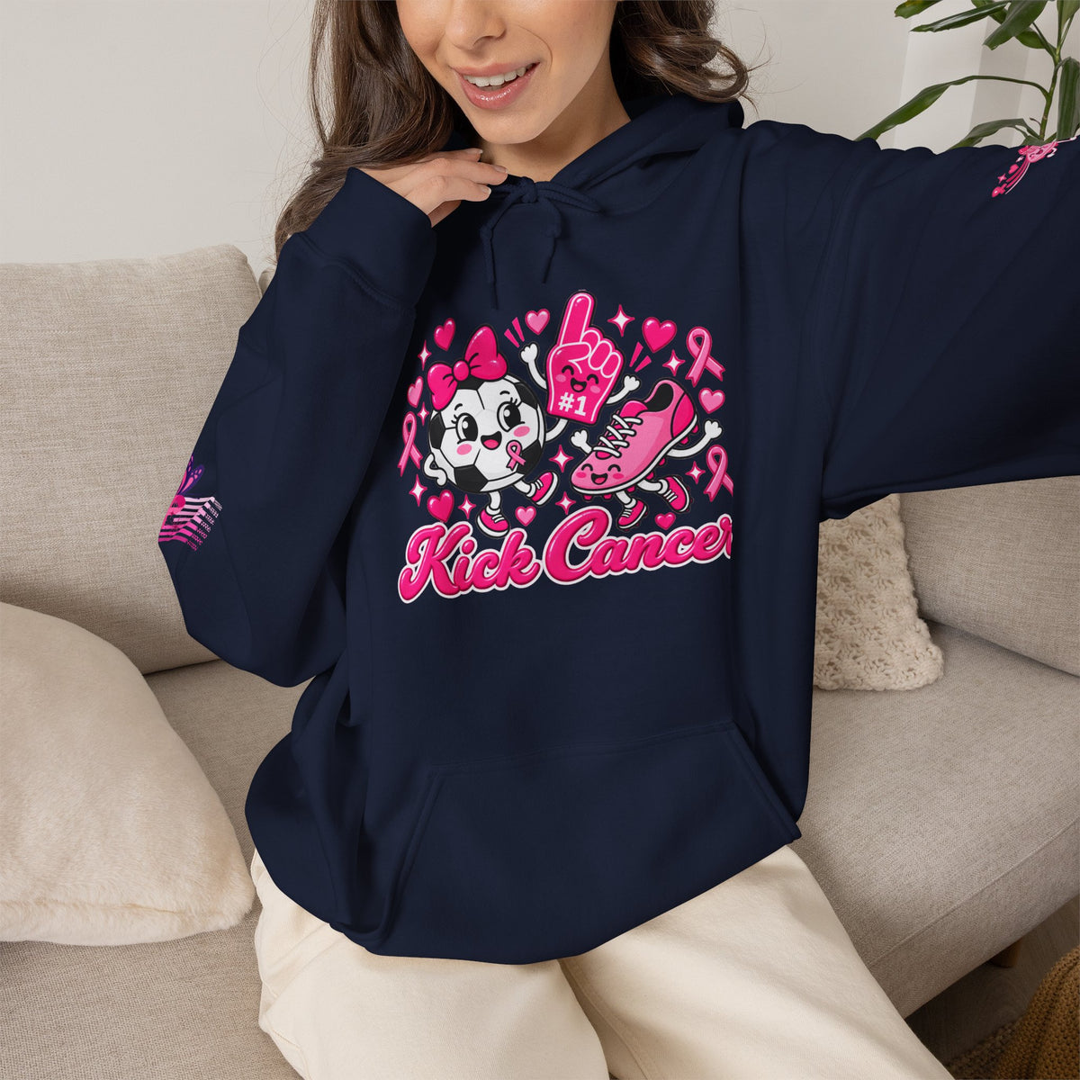 Kick Cancer Breast Cancer Awareness Hoodie | Pink Ribbon Support