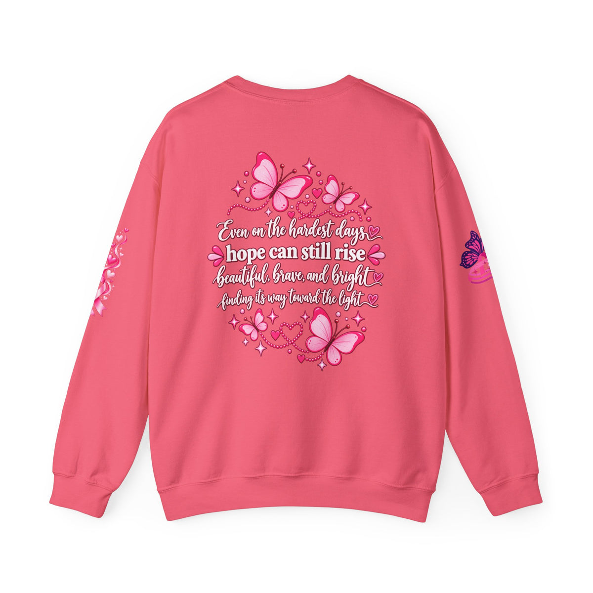 Pink Ribbon Butterfly Crewneck Sweatshirt | Breast Cancer Awareness