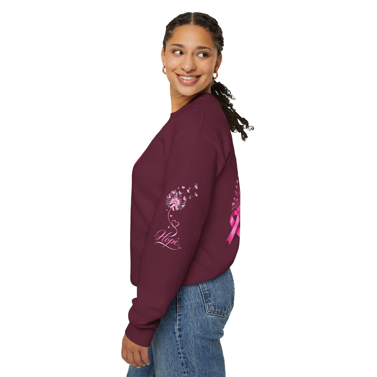 Hope Doesn't Have to Be Loud Sweatshirt | Breast Cancer Awareness Pink Ribbon Crewneck | Inspirational Gift for Survivors, Fighters & Supporters