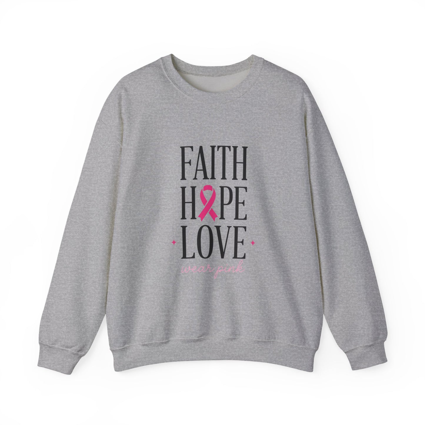 Faith Hope Love Ribbon Sweatshirt | Breast Cancer Awareness, Pink Ribbon