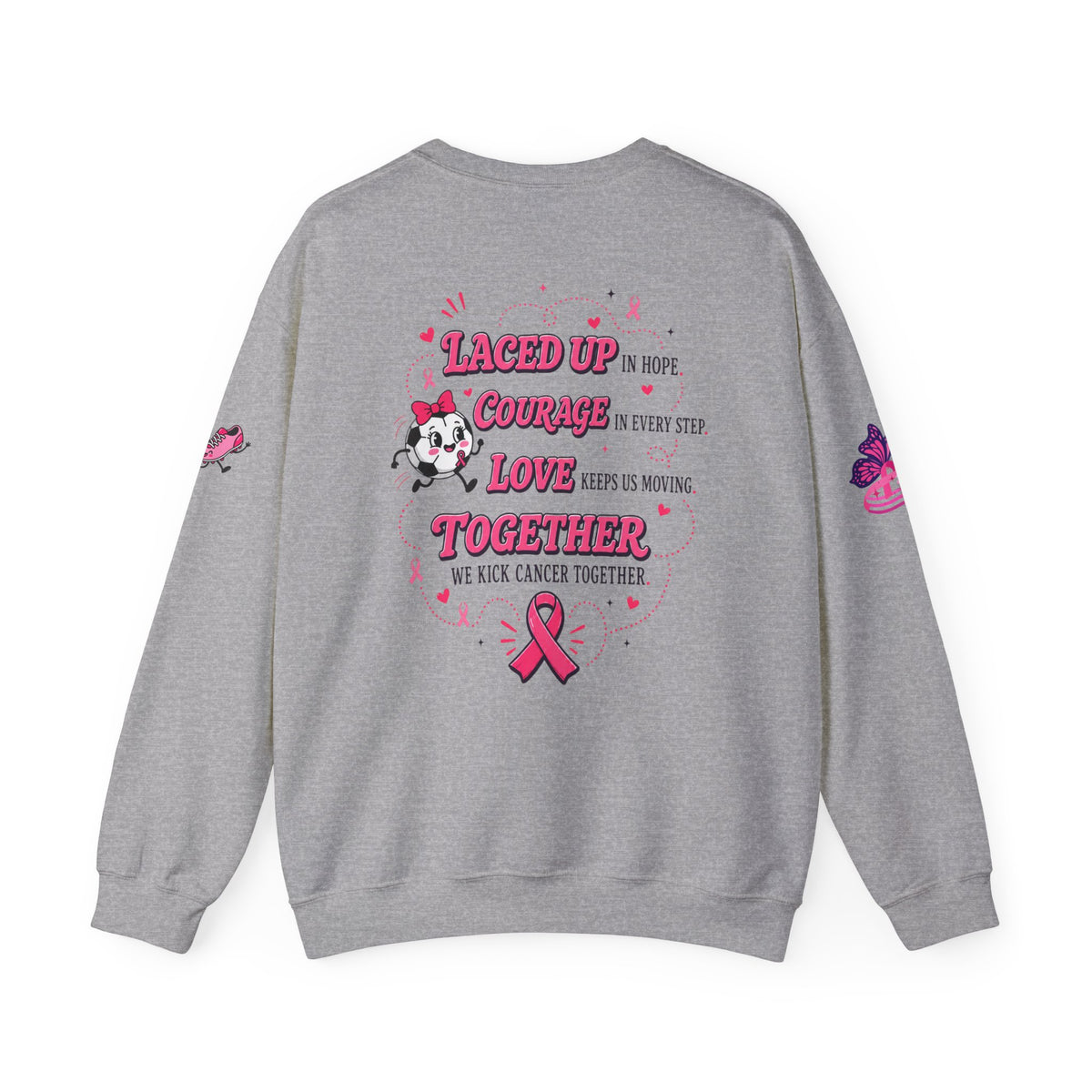 Kick Cancer Crewneck Sweatshirt | Breast Cancer Awareness, Pink Ribbon