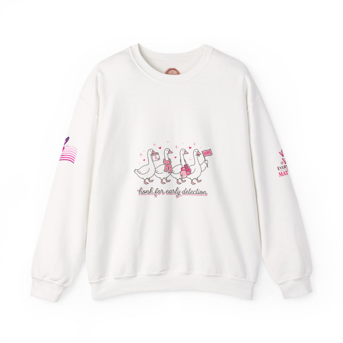 Breast Cancer Awareness Geese Crewneck Sweatshirt | Pink Ribbon