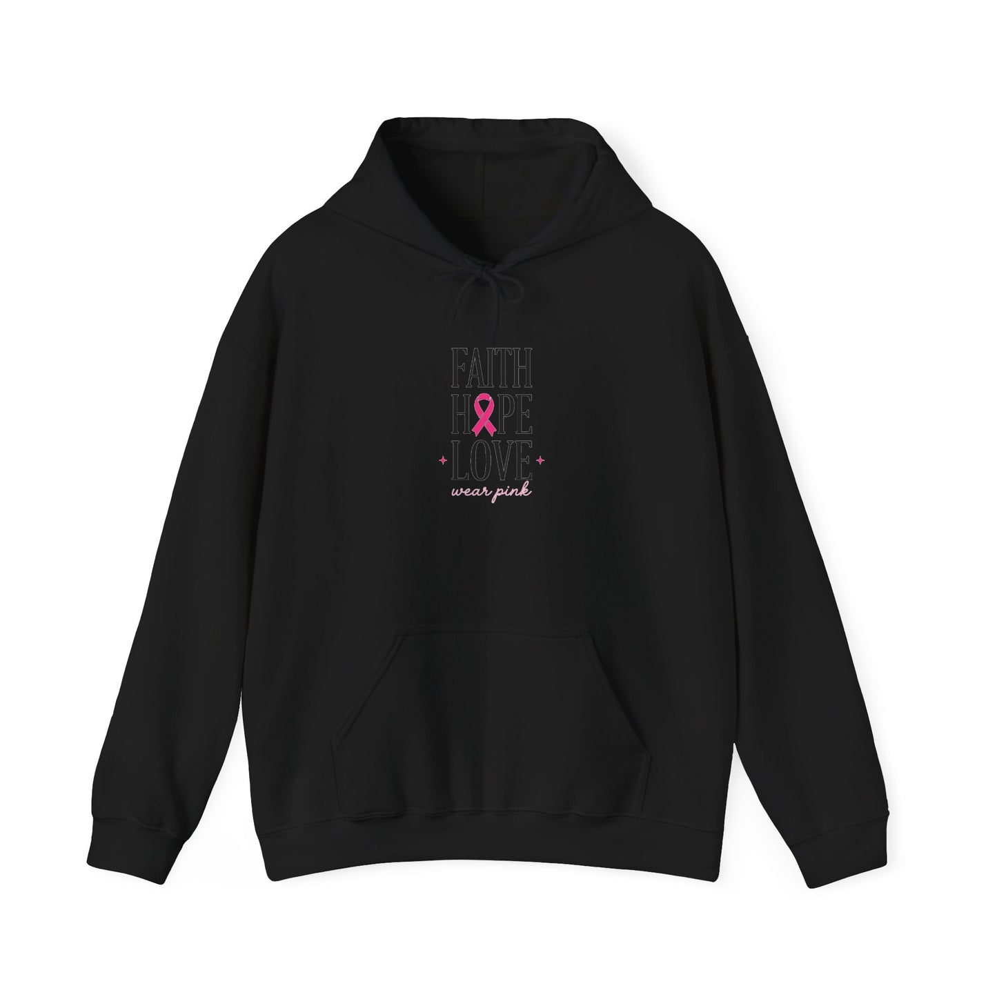 Faith Hope Love Ribbon Hoodie | Breast Cancer Awareness, Pink Ribbon