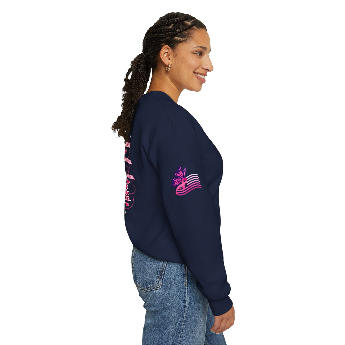 Kick Cancer Crewneck Sweatshirt | Breast Cancer Awareness, Pink Ribbon