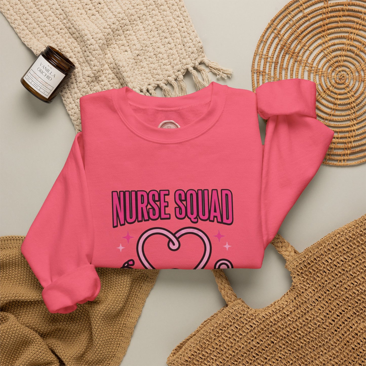 Crewneck Sweatshirt | Nurse Squad Wears Pink | Breast Cancer Awareness Nurse Pullover